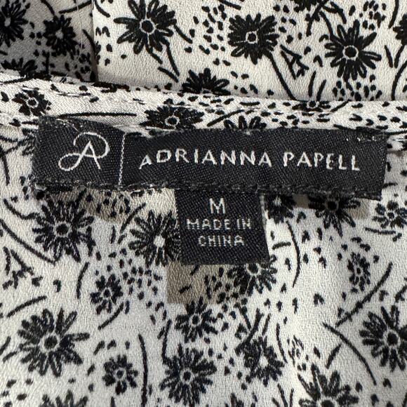 Adrianna Papell Medium Top Floral Flutter Cap Sleeves V-Neck Lightweight White - Picture 7 of 9